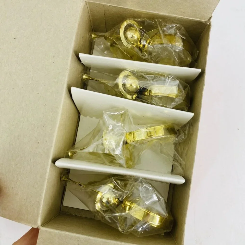 NOS Vintage 80's Set Of 4 Brass Plated Angel Napkin Rings Christmas Decor